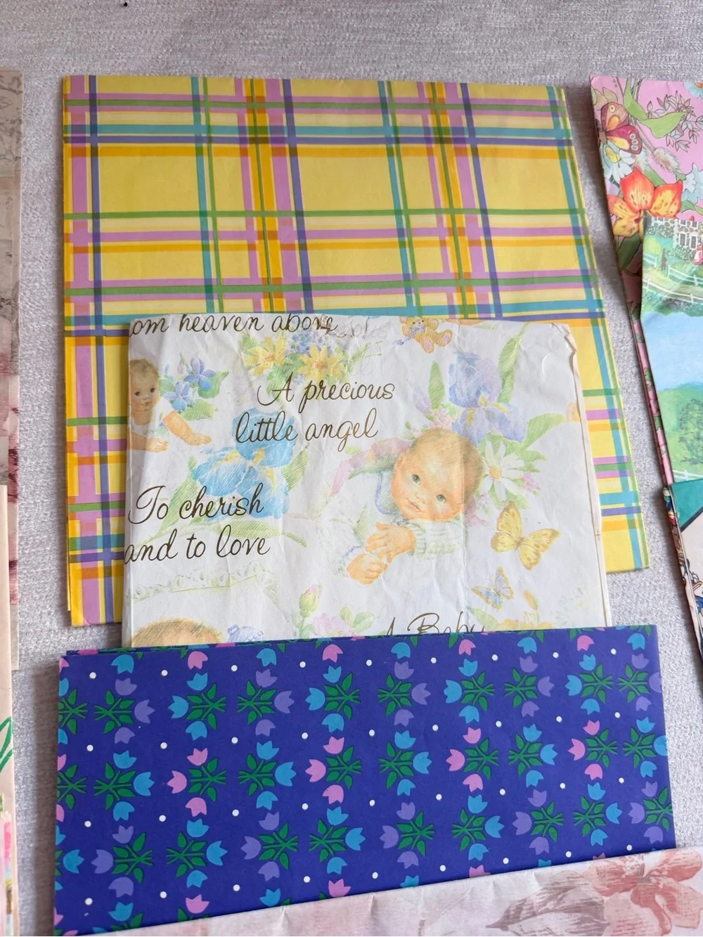 Vintage Multi-Pattern wrapping paper and tissue paper. Assortment. 1980’s